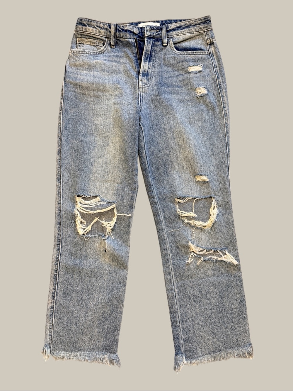 Flying Monkey Light Blue Distressed Straight Leg Jeans